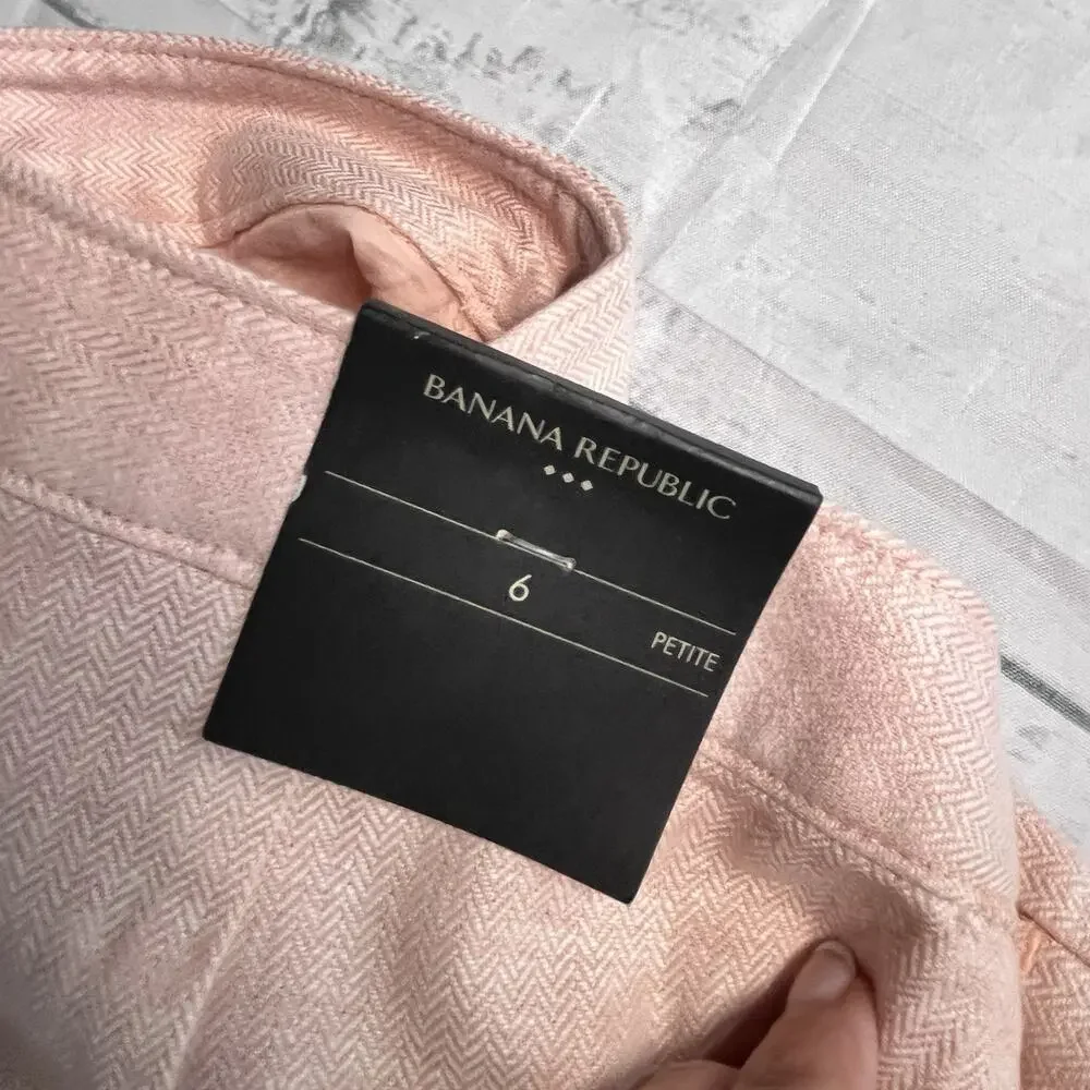 Banana Republic Trouser Skirt size 6 Petite Pink Linen Herringbone Midi Career